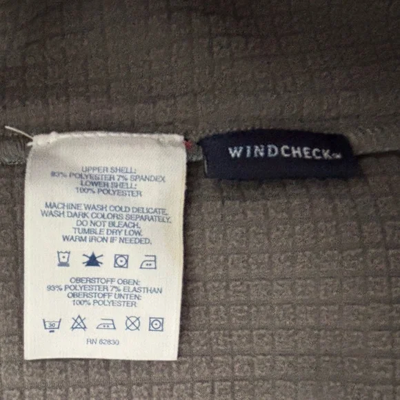 Lands End Women’s Full Zip Mock Neck Zipper Pocket Fleece Windcheck Jacket L - Picture 10 of 11